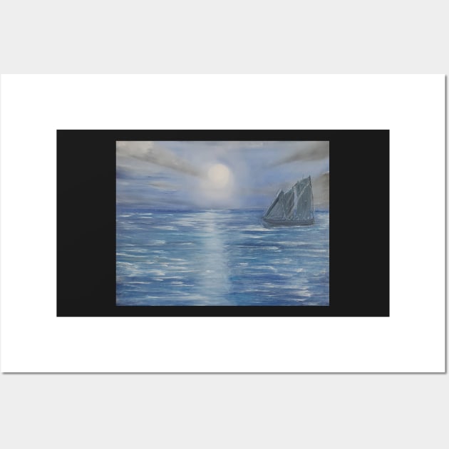 Nightly Sails oil painting by Tabitha kremesec Wall Art by Tabitha Kremesec 